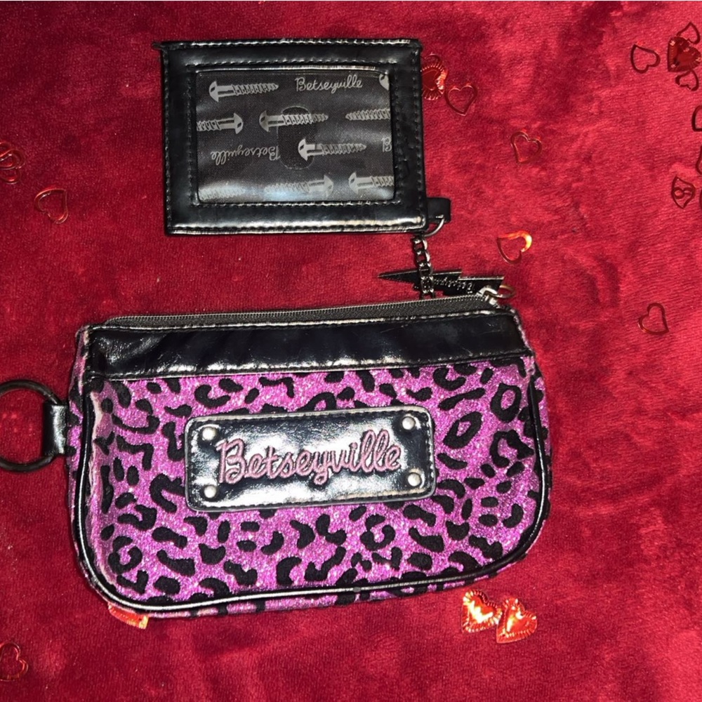Betseyville Purple Cheetah Print wallet!! Includes attached card holder!!